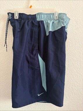 Nike Men’s Navy and Light Blue Swim Trunks